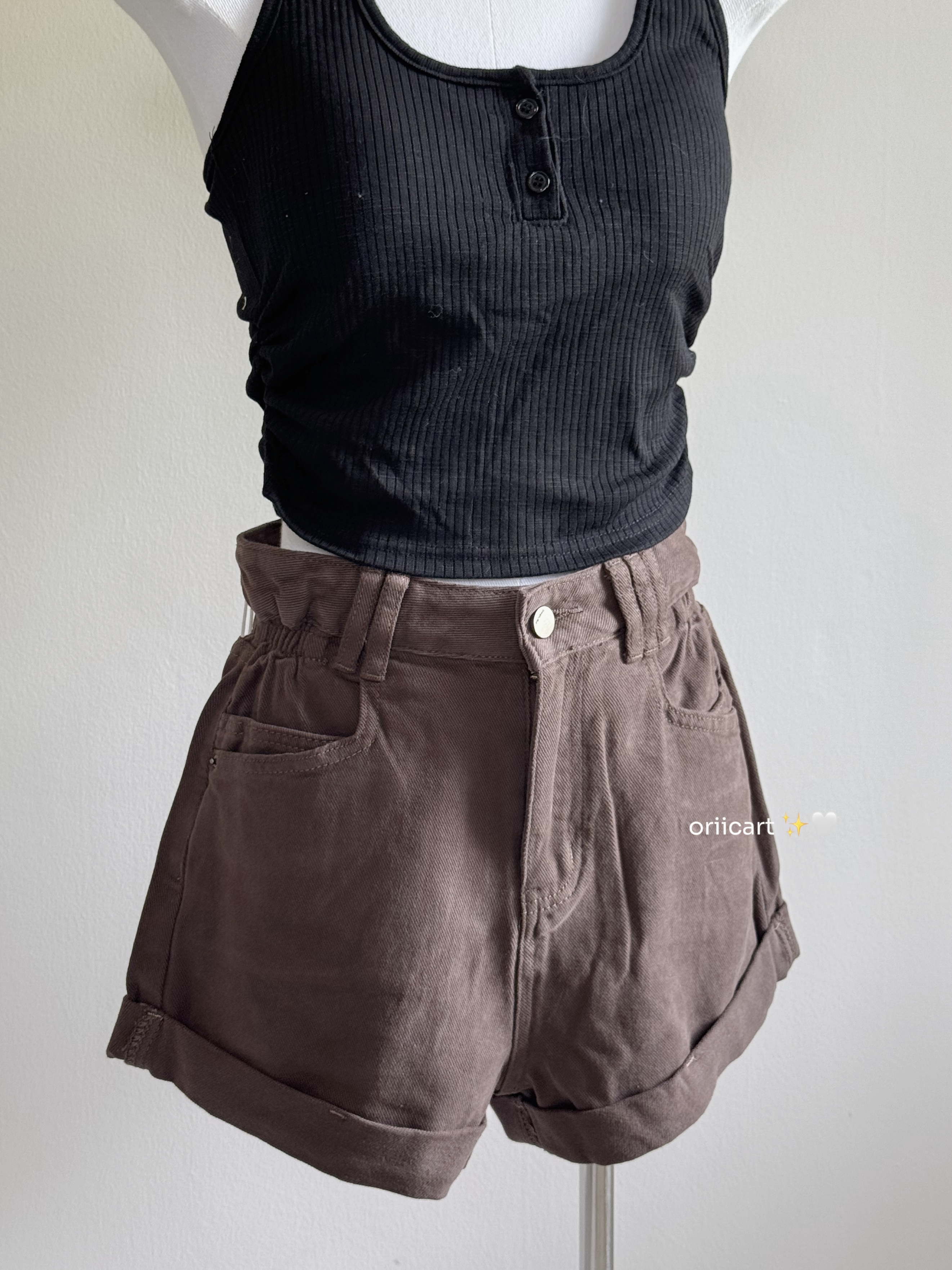 Casual Elastic High Waist Denim Shorts