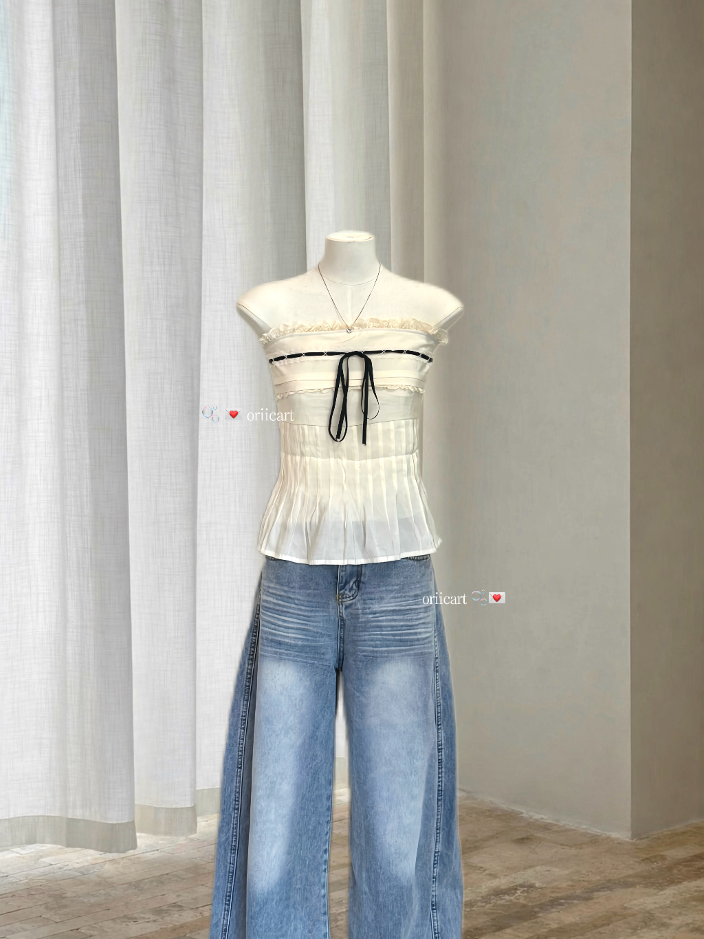 Sheer Ribbon Tube Top  (Preorder)