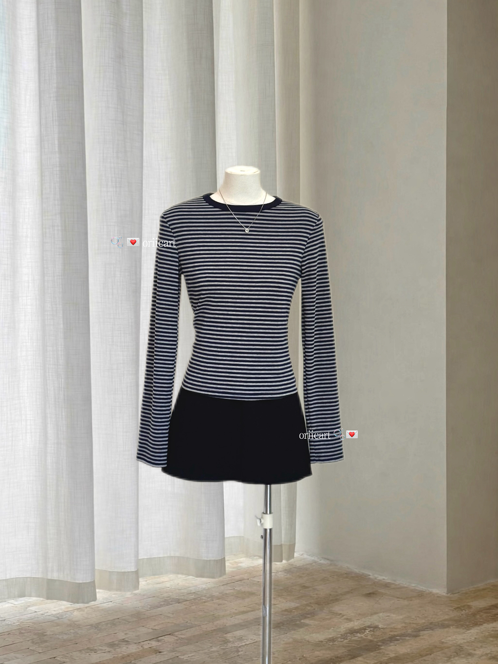 Striped Long-Sleeve Fitted-T (Preorder)